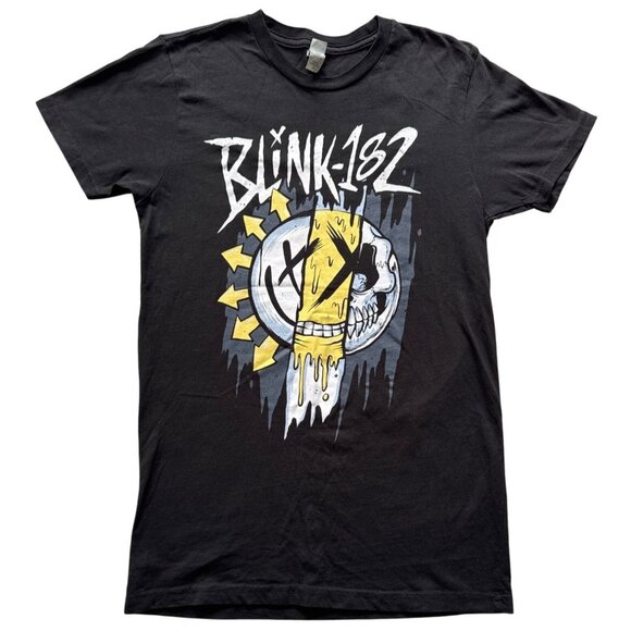 Blink-182 Graphic Band Tee Rock Me S Black 100% Cotton Pre-Shrunk Skull Sun Desi - Picture 1 of 7